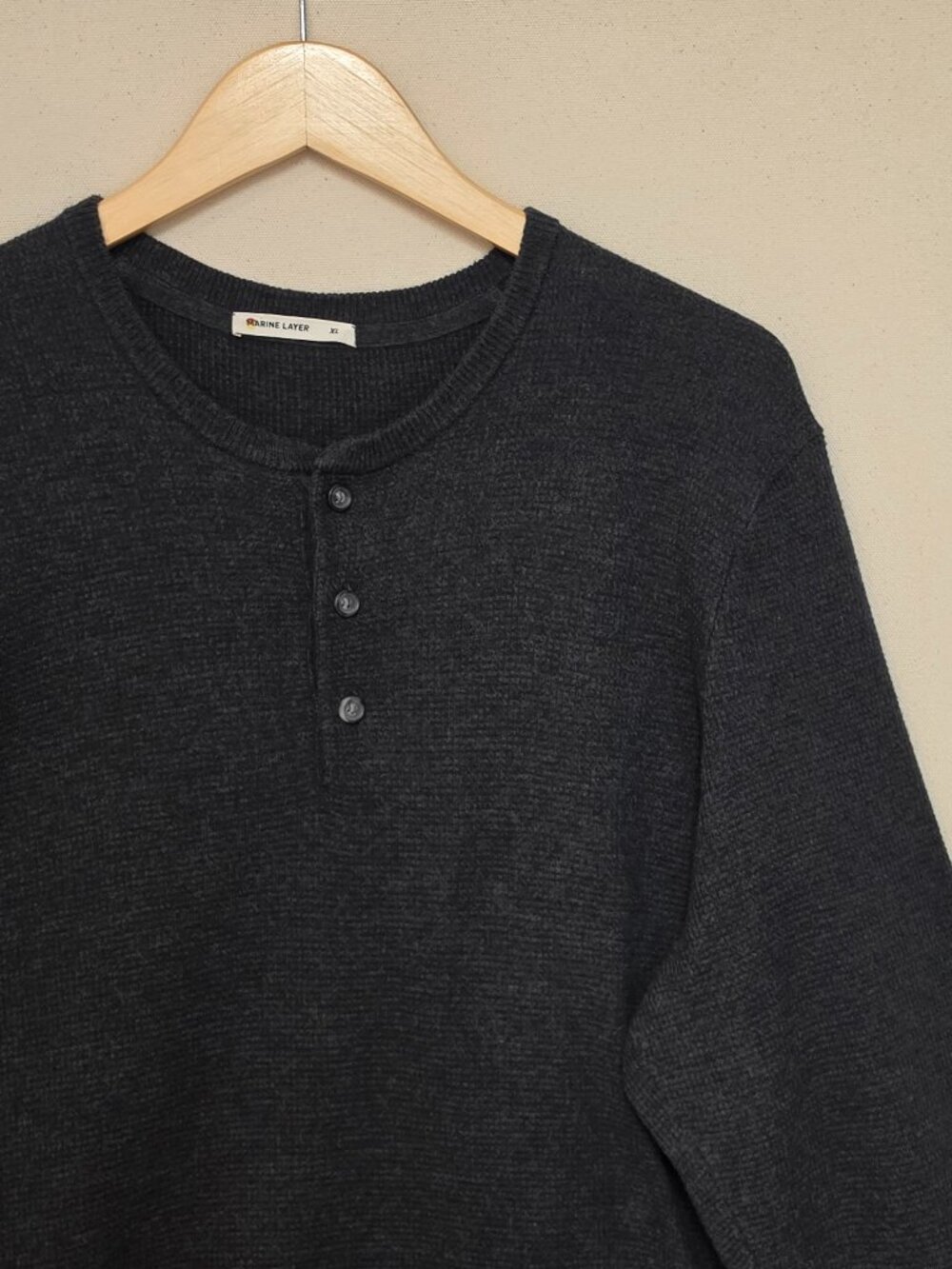 Marine Layer Wool Blend Waffle Knit Henley XL